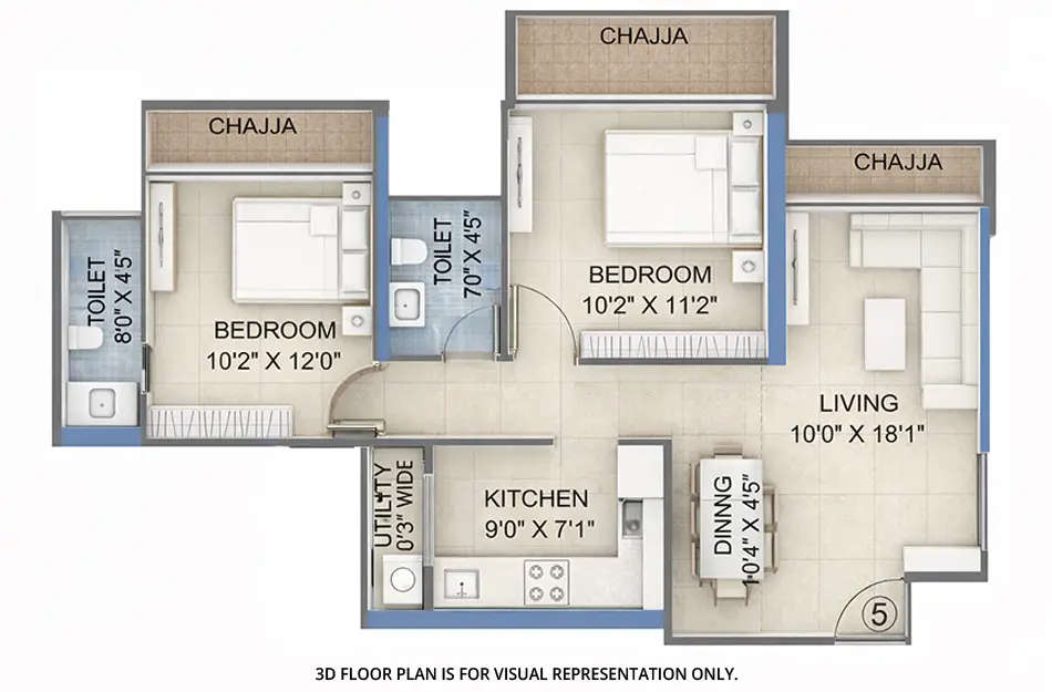 Floor plan for 2 BHK