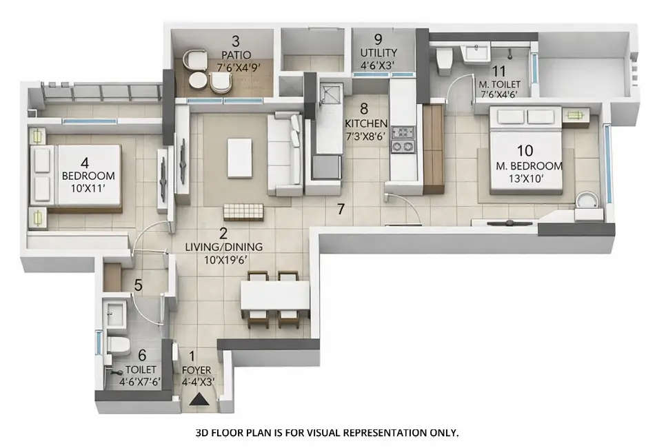 Floor plan for 2 BHK