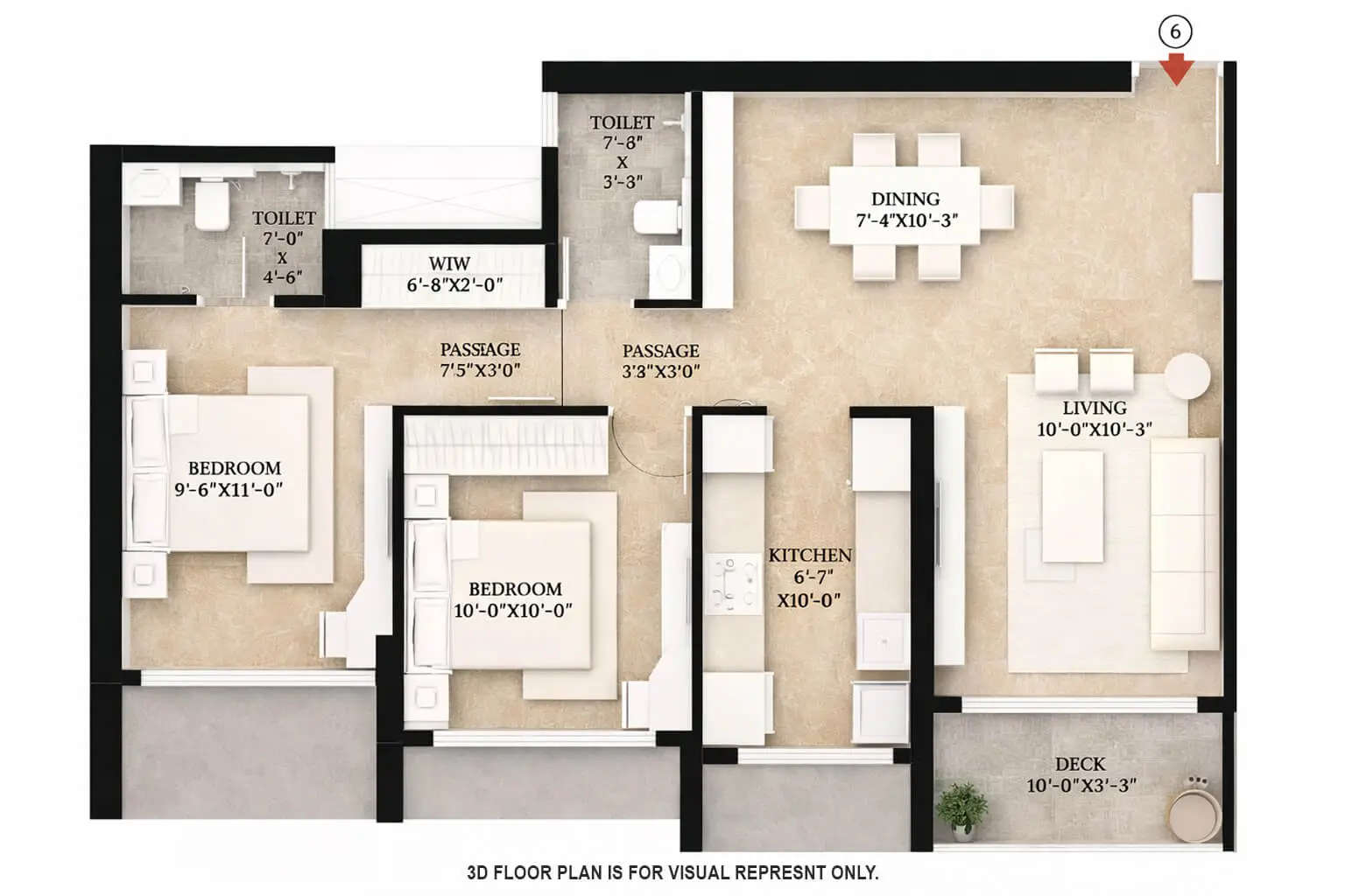Floor plan for 2 BHK