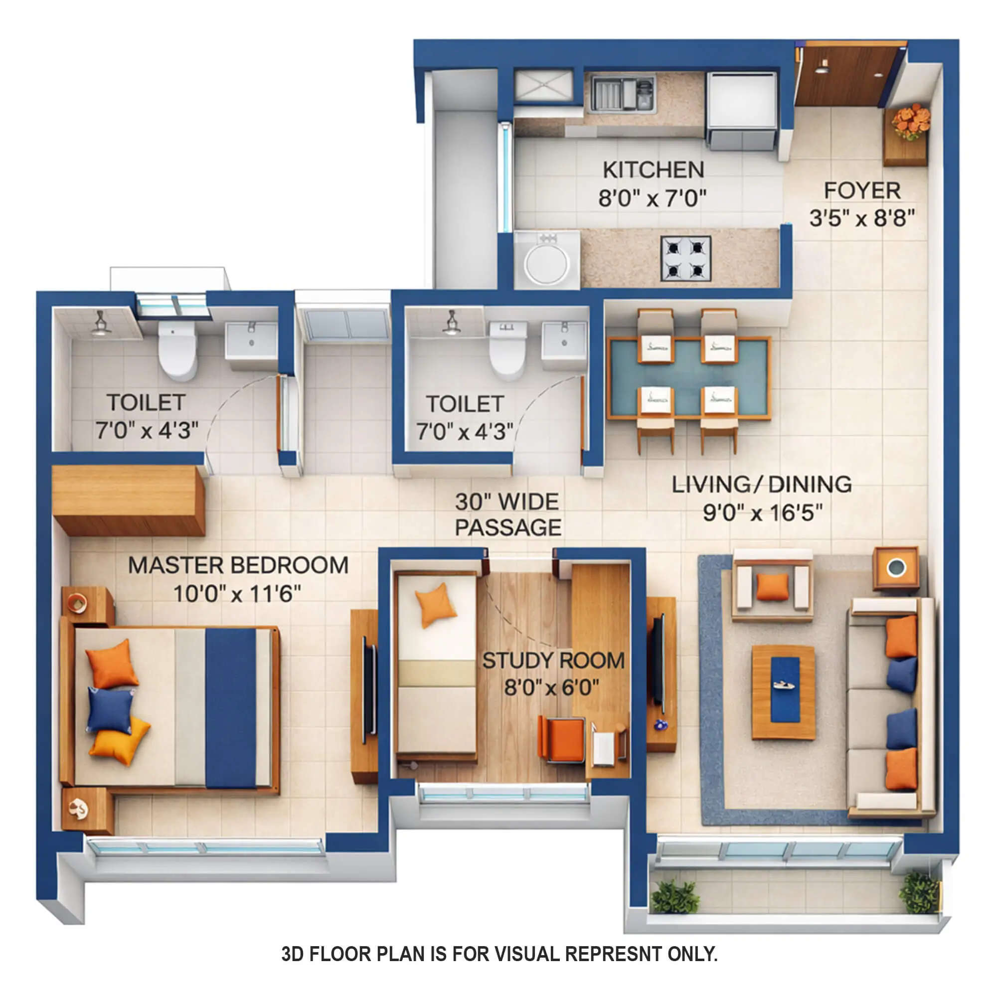 Floor plan for 1.5 BHK