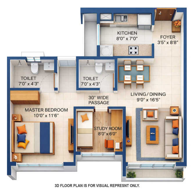 Runwal Forest Kanjurmarg - Floor plan 1.5 BHK 509 Sq.ft