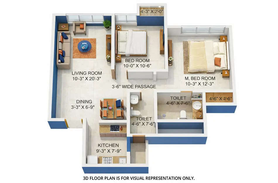 Floor plan for 2 BHK