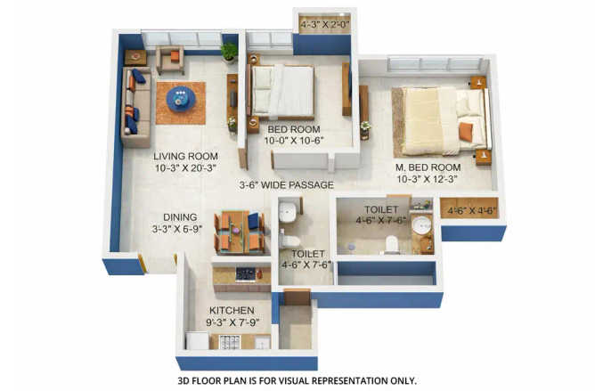 Sheth Zuri Majiwada - Floor plan 2 BHK 654 Sq.ft