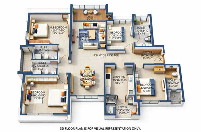 Raymond The Address By GS Pokhran Road 1 - Floor plan 4 BHK 1928 Sq.ft