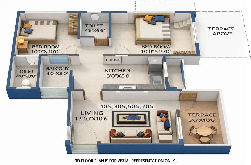 Floor plan for 2 BHK
