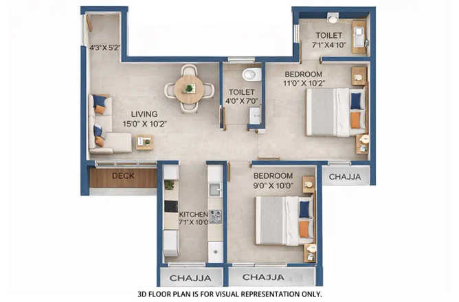 Satyam Next Level Kharghar - Floor plan 2 BHK 612 Sq.ft