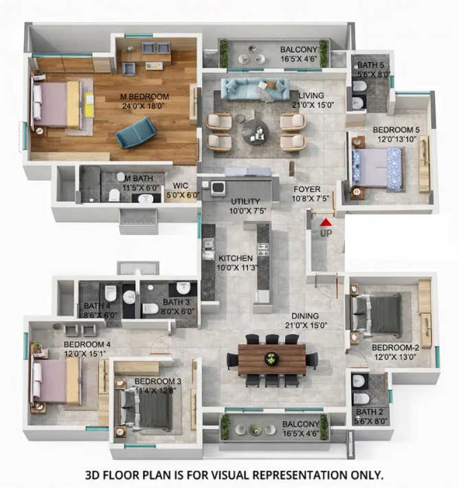 Purva Somerset House Guindy - Floor plan 5 BHK 3765 Sq.ft
