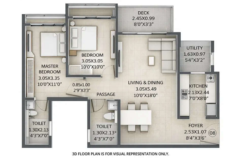 Floor plan for 2 BHK