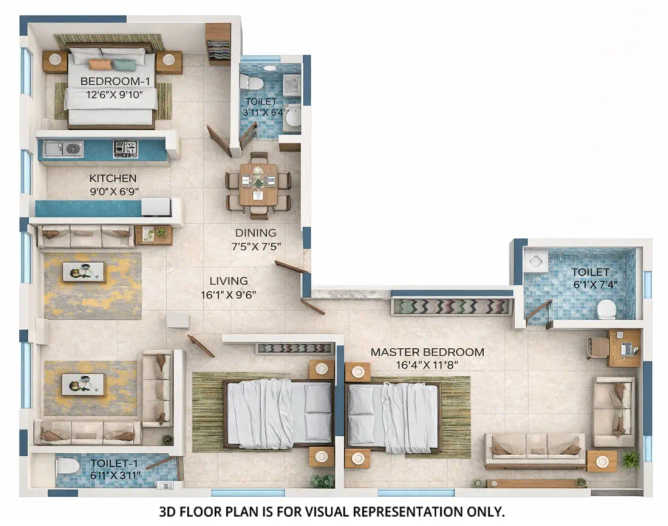 Paradigm Casa Palazzo Borivali - Floor plan 3 BHK 705 Sq.ft