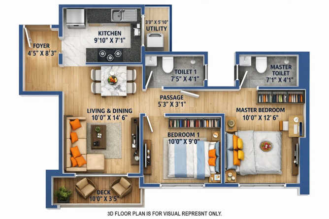 Dosti Mezzo 22 Sion - Floor plan 2 BHK 639 Sq.ft