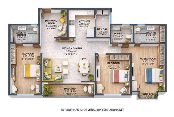 Ganga Legends County Bavdhan - Floor plan 3.5 BHK 1402 Sq.ft