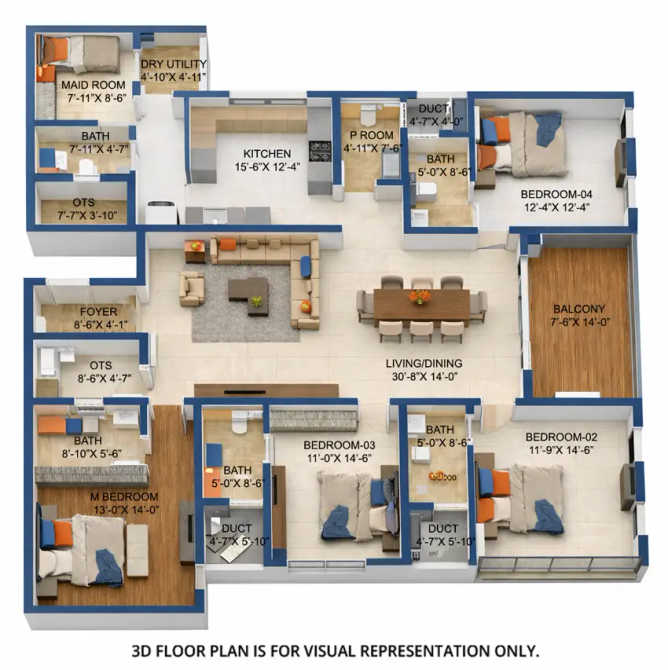 DRA iHeart Navalur - Floor plan 4 BHK 2855 Sq.ft