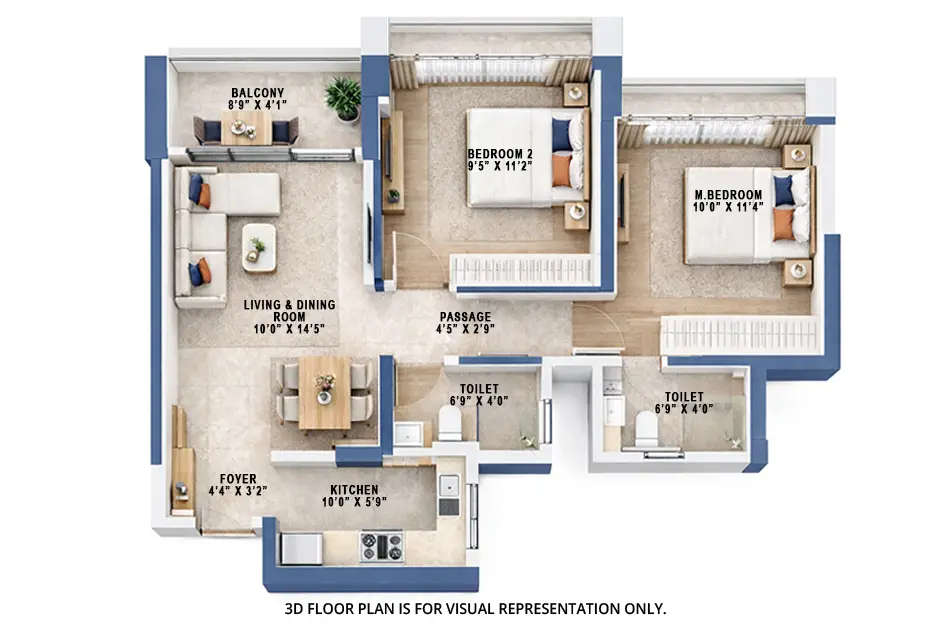 Floor plan for 2 BHK