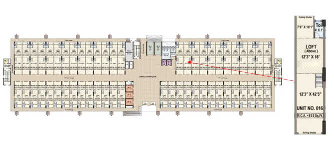 Raheja Tesla Sanpada - Floor plan Commercial Office 833 Sq.ft