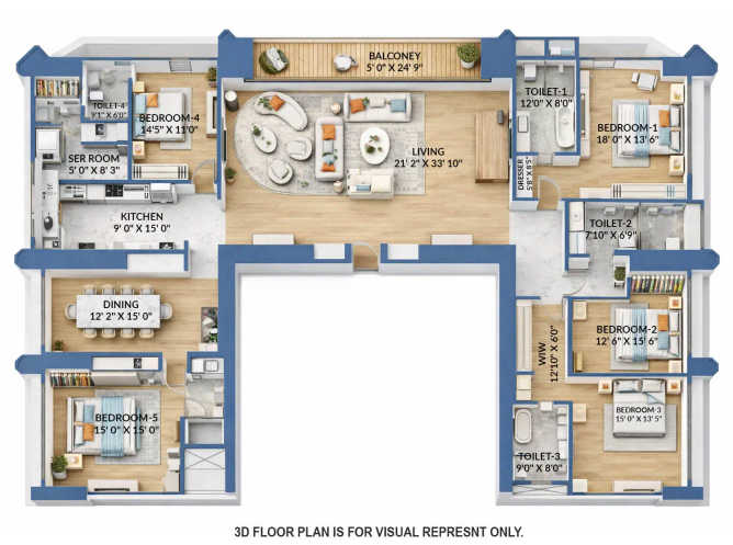 MICL Aaradhya Avaan Tardeo - Floor plan 5 BHK 3166 Sq.ft