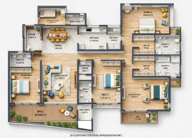 Pristine Kyra Viman Nagar - Floor plan 4.5 BHK 2644 Sq.ft