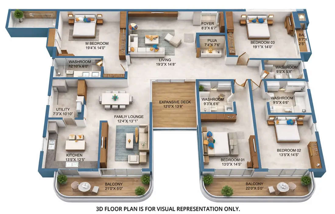 Floor plan for 4 BHK
