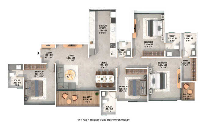 Majestique Twilight Balewadi - Floor plan 4 BHK 1450 Sq.ft
