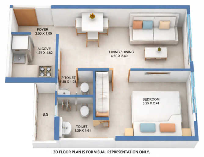 UK Luxecity Kandivali - Floor plan 1 BHK 350 Sq.ft
