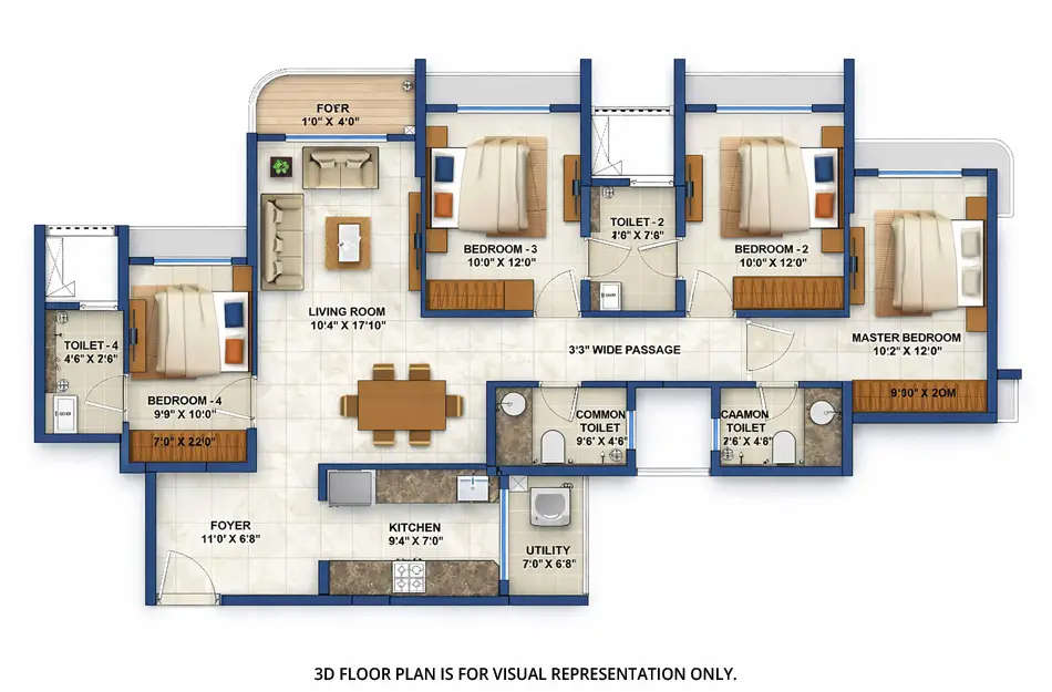 Floor plan for 4 BHK