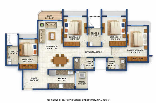 Lodha Casa Magnolia Dombivali - Floor plan 4 BHK 1128 Sq.ft
