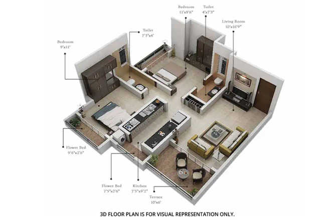 Guru Atman Kalyan - Floor plan 2 BHK 619 Sq.ft