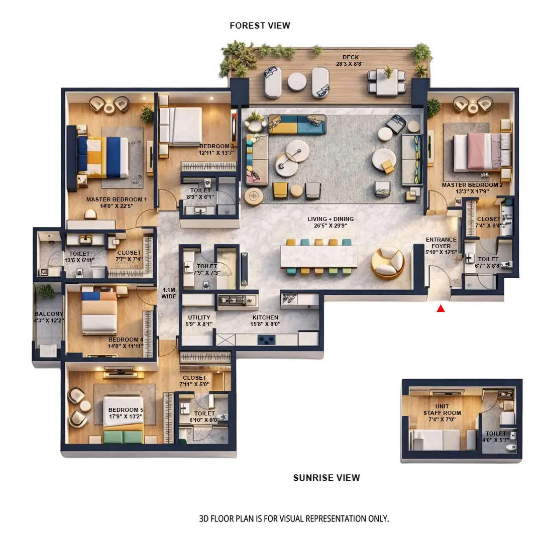 Floor plan for 5 BHK