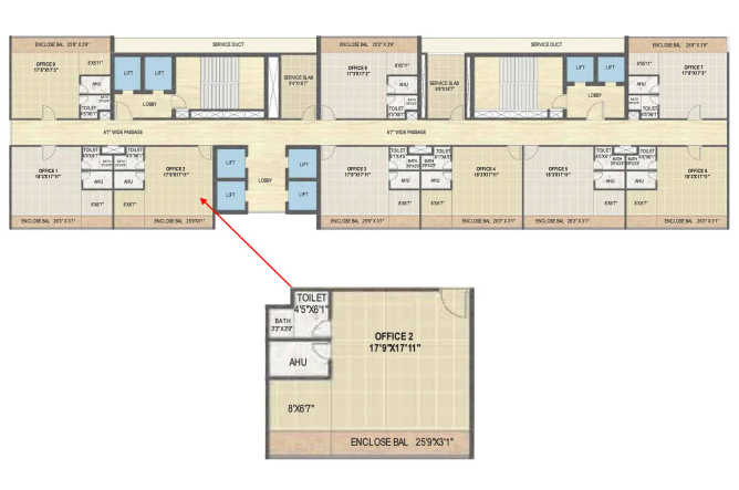IJB Mark 1 Nerul - Floor plan Commercial Office 535 Sq.ft