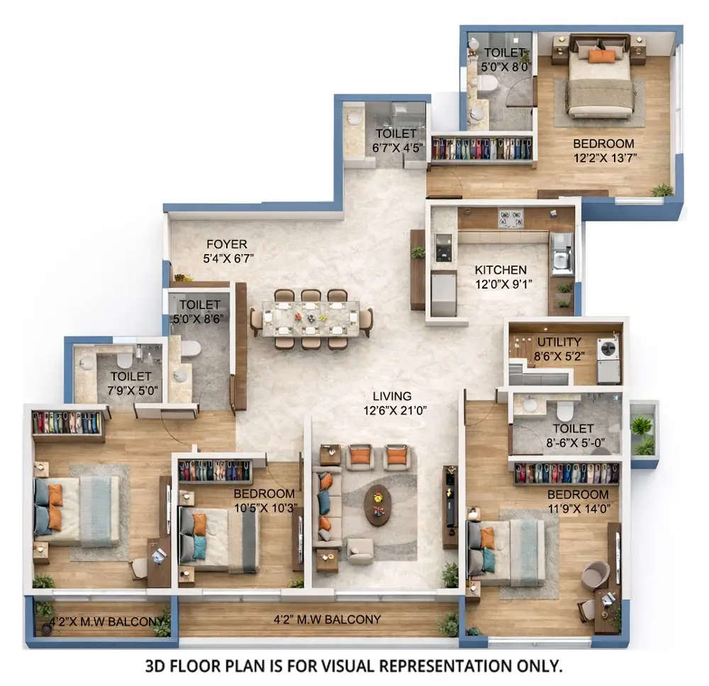 Adani Linkbay Residences Andheri - Floor plan 4 BHK 1775 Sq.ft