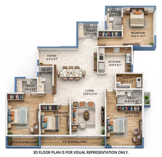 Adani Linkbay Residences Andheri - Floor plan 4 BHK 1775 Sq.ft