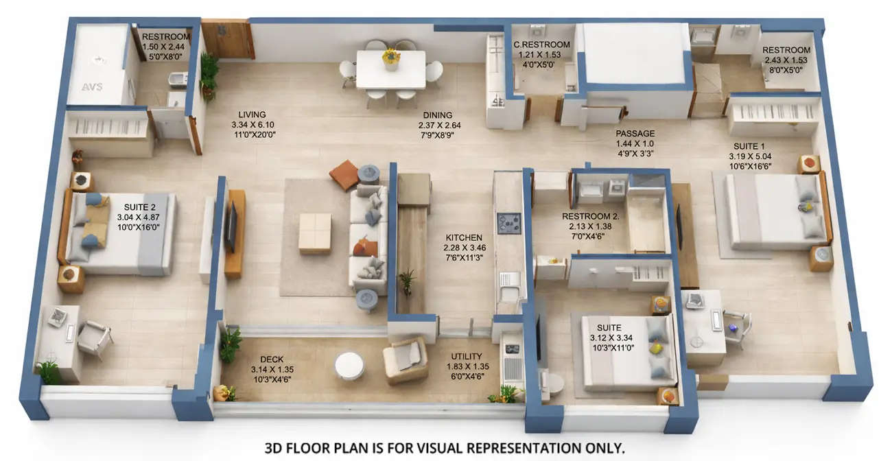 Gurukrupa Ekam Andheri - Floor plan 3 BHK 1114 Sq.ft