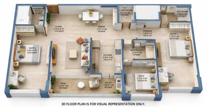 Gurukrupa Ekam Andheri - Floor plan 3 BHK 1114 Sq.ft