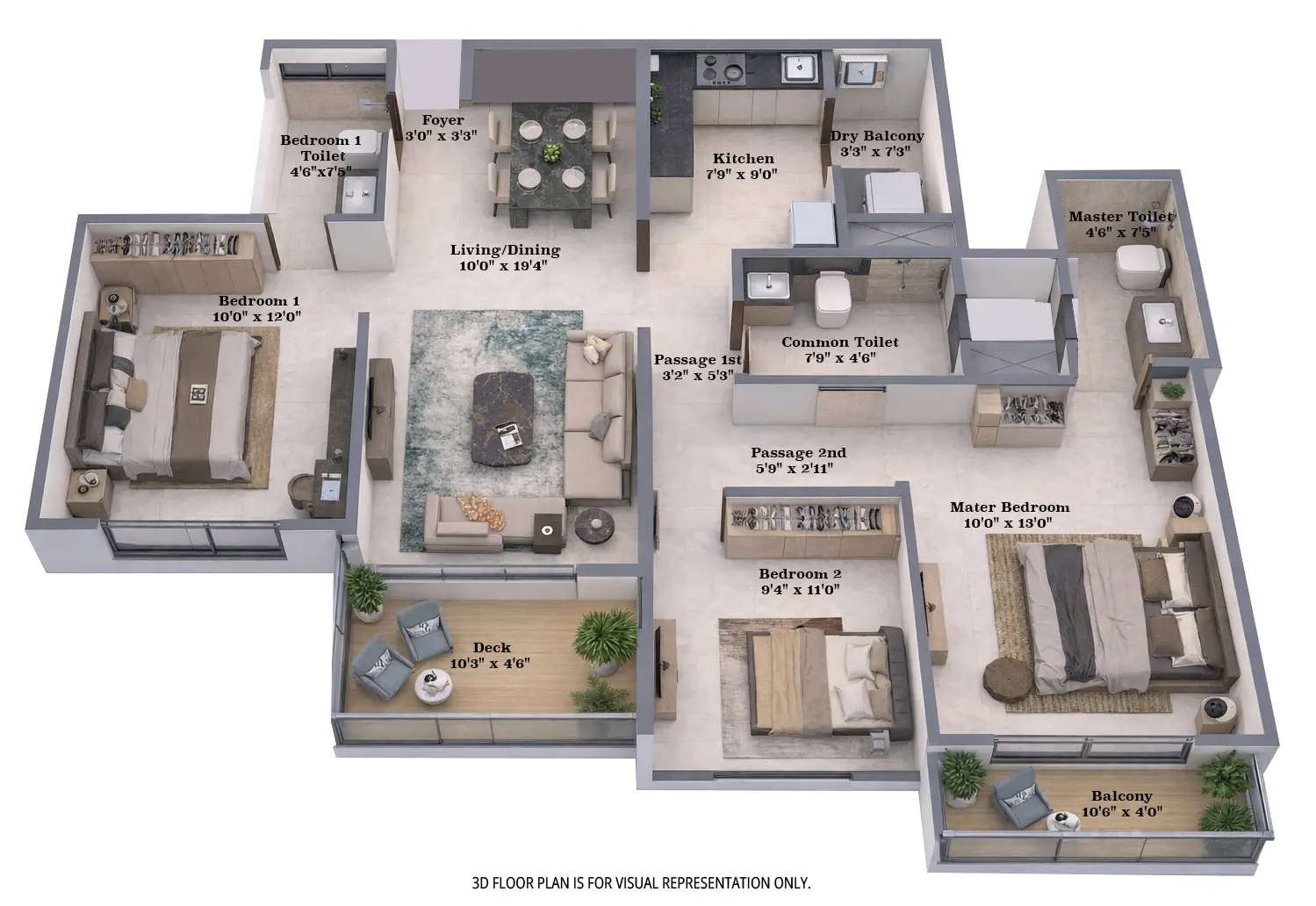 Shapoorji Joyville Celestia Shewalewadi - Floor plan 3 BHK 936 Sq.ft