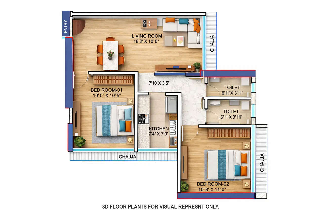 Suraj Vitalis Mahim - Floor plan 2 BHK 652 Sq.ft