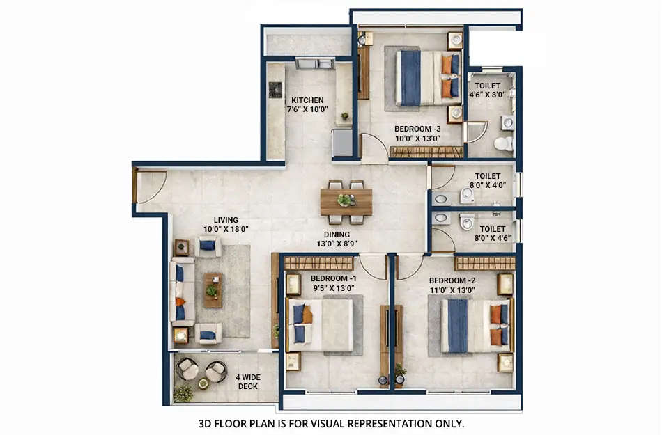Platinum Parksyde Kharghar - Floor plan 3 BHK 994 Sq.ft