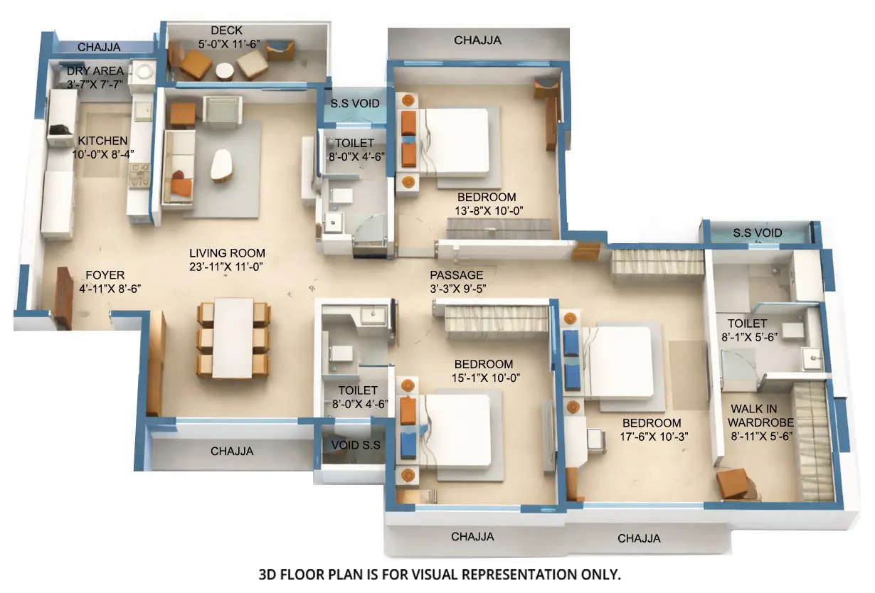 Arkade Evoke Goregaon - Floor plan 3 BHK 1234 Sq.ft