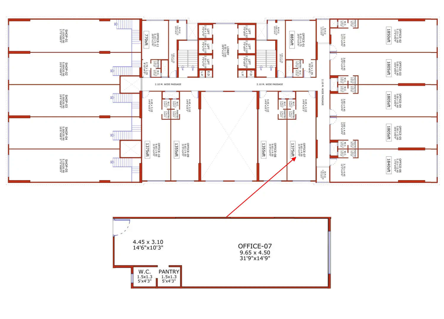 Aakar 88 Belapur - Floor plan Commercial Office 687 Sq.ft