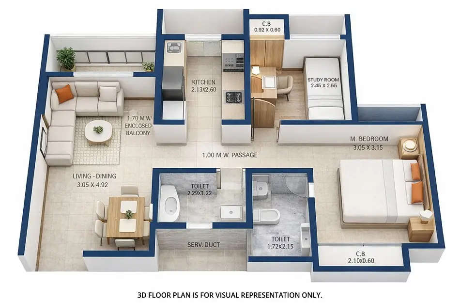 Vihang Metro Hive Ghodbunder Road - Floor plan 2 BHK 548 Sq.ft