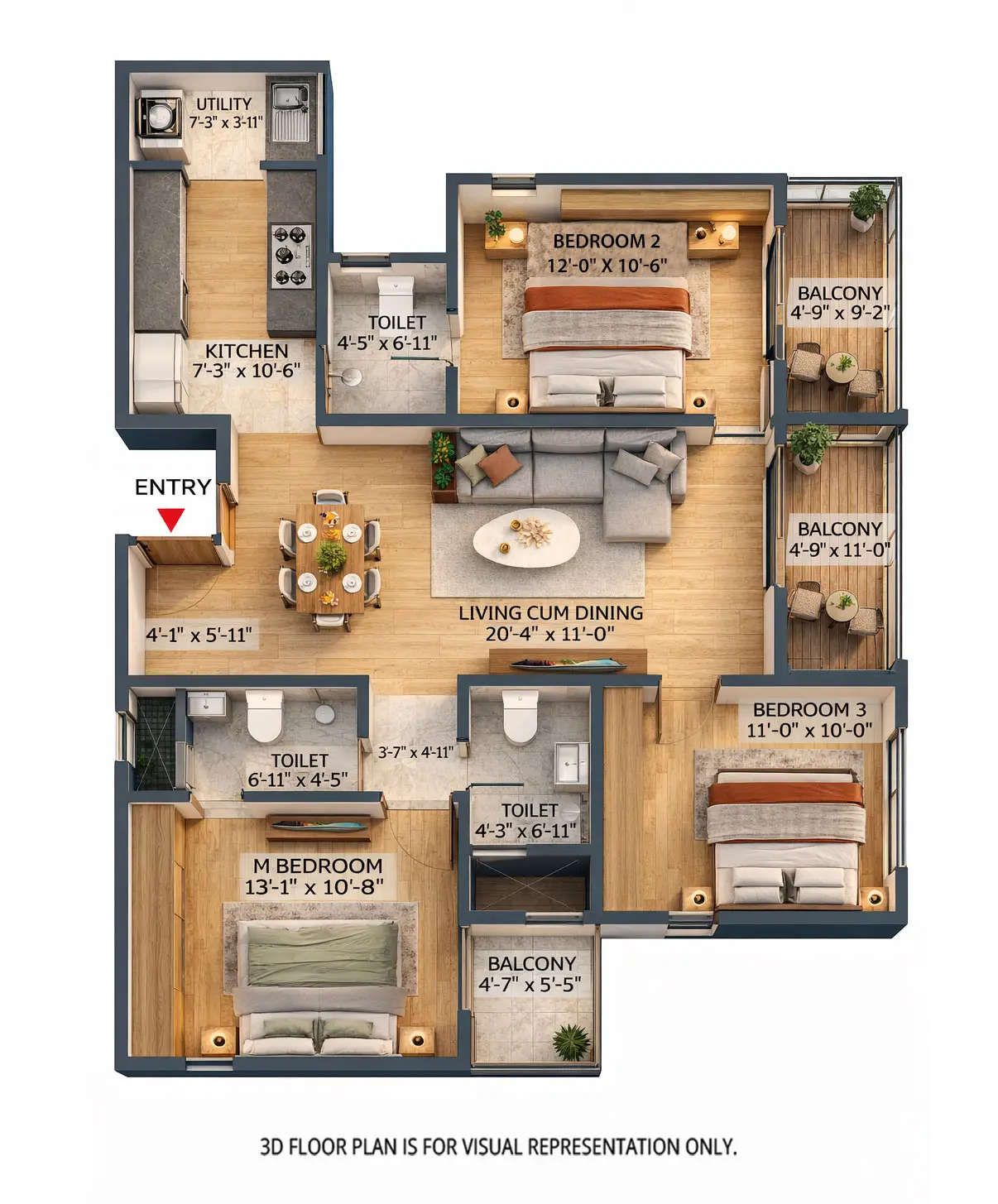 Sowparnika Rhythm of Rain Whitefield - Floor plan 3 BHK 1582 Sq.ft