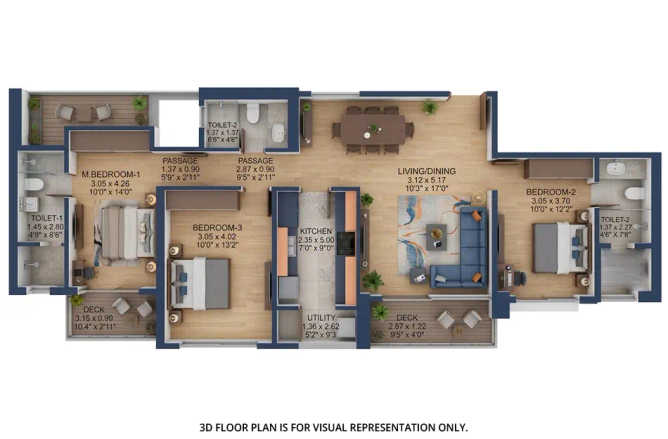 Godrej Panorama Kolshet Road - Floor plan 3 BHK 1000 Sq.ft
