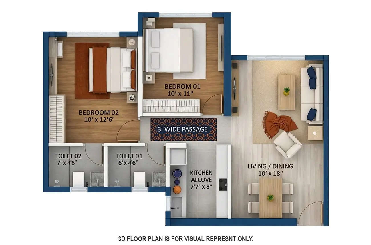 Ashford Crosstown Nahur - Floor plan 2 BHK 602 Sq.ft