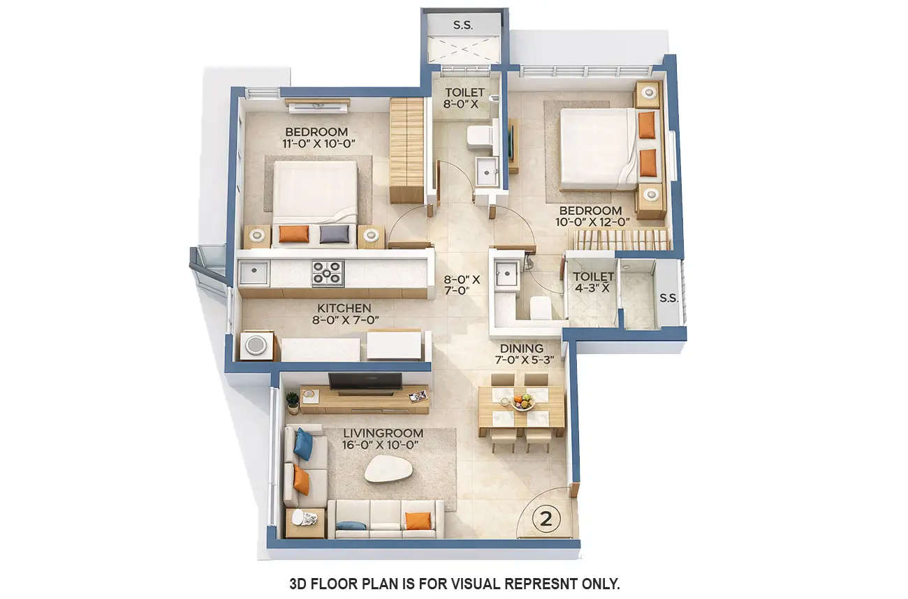 Arkade Rare Bhandup - Floor plan 2 BHK 626 Sq.ft