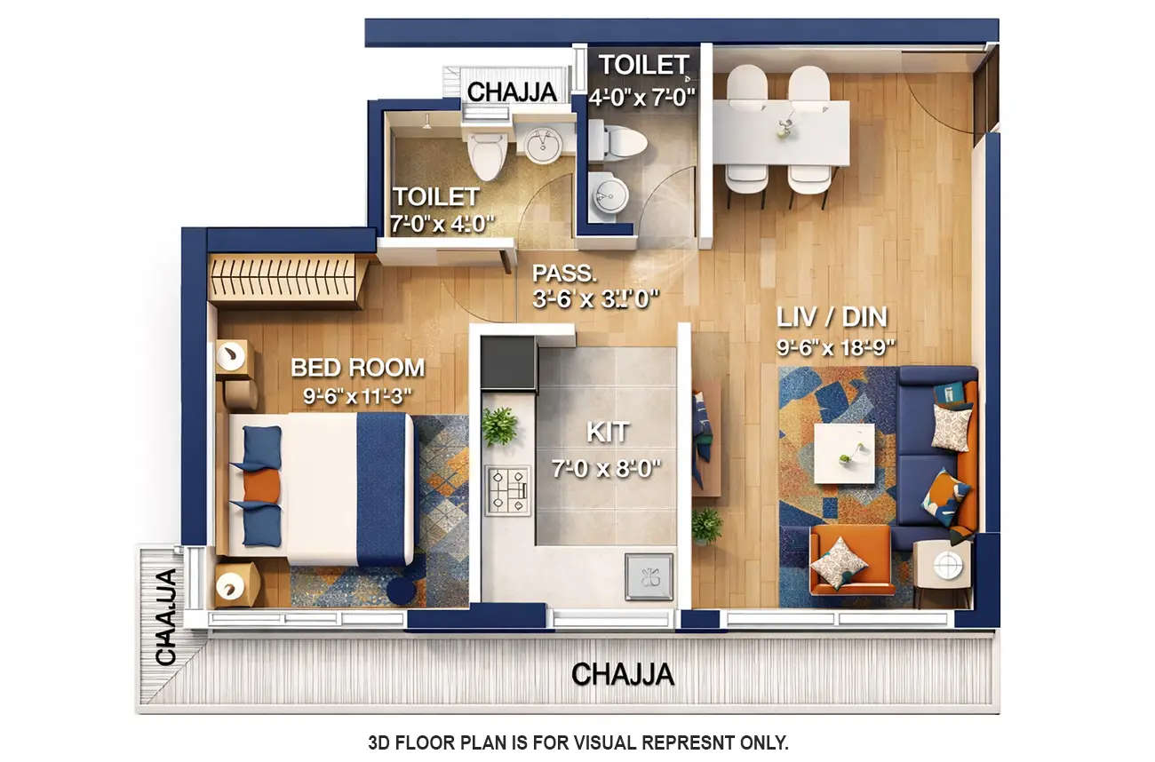 Ruparel Pristine Ghatkopar - Floor plan 1 BHK 438 Sq.ft