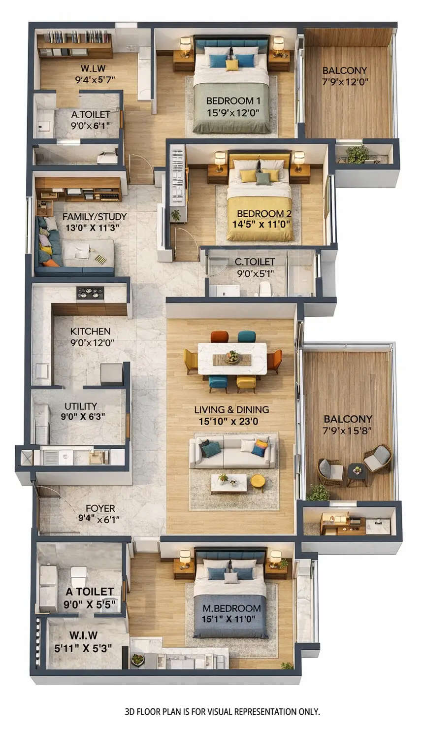 Vajram Chrysanthemum Yelahanka - Floor plan 3.5 BHK 2573 Sq.ft