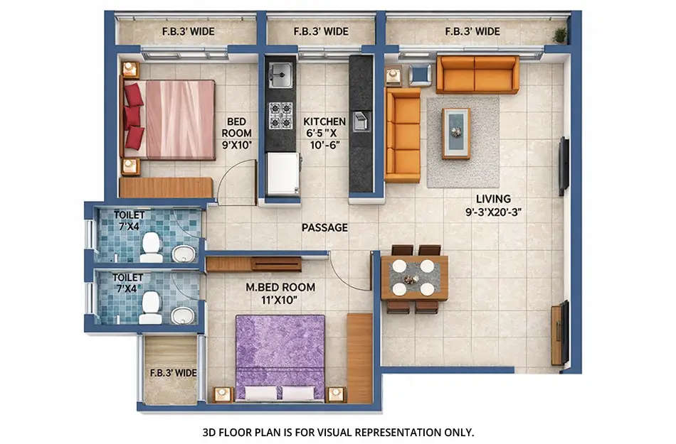 Arihant Clan Aalishan Kharghar - Floor plan 2 BHK 677 Sq.ft