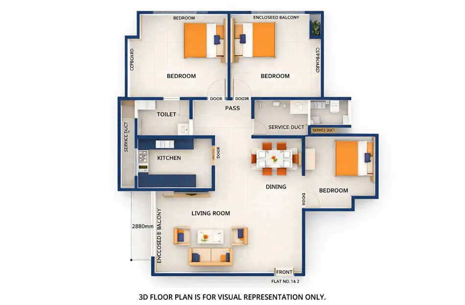Bhoomi Acres Thane Thane - Floor plan 3 BHK 787 Sq.ft