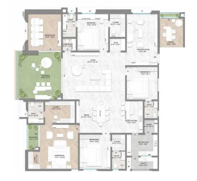 Sumadhura Palais Royale Khajaguda - Floor plan 5 BHK 4800 Sq.ft