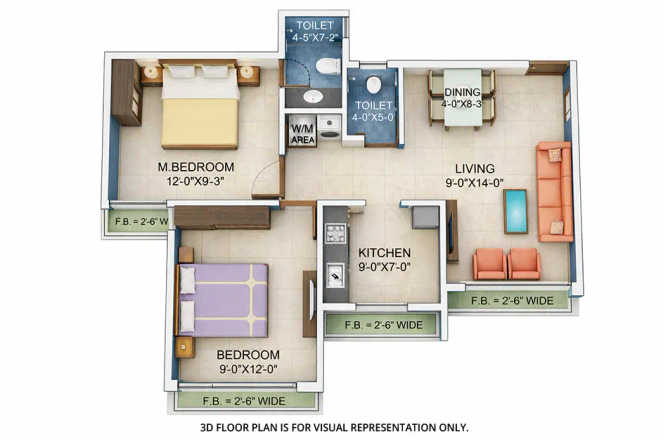 Arihant Arshiya Khopoli - Floor plan 2 BHK 614 Sq.ft