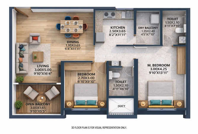 Ganga Asmi Pimpri Chinchwad - Floor plan 2 BHK 779 Sq.ft