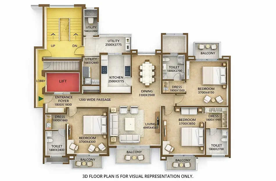 Ats Le Grandiose Sector 150 - Floor plan 3 BHK 1492 Sq.ft